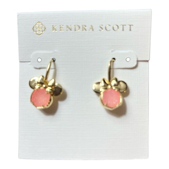 Kendra Scott x Disney Minnie Mouse 14K Gold Plated Earrings Cultured Pearl Pink - Picture 4 of 6